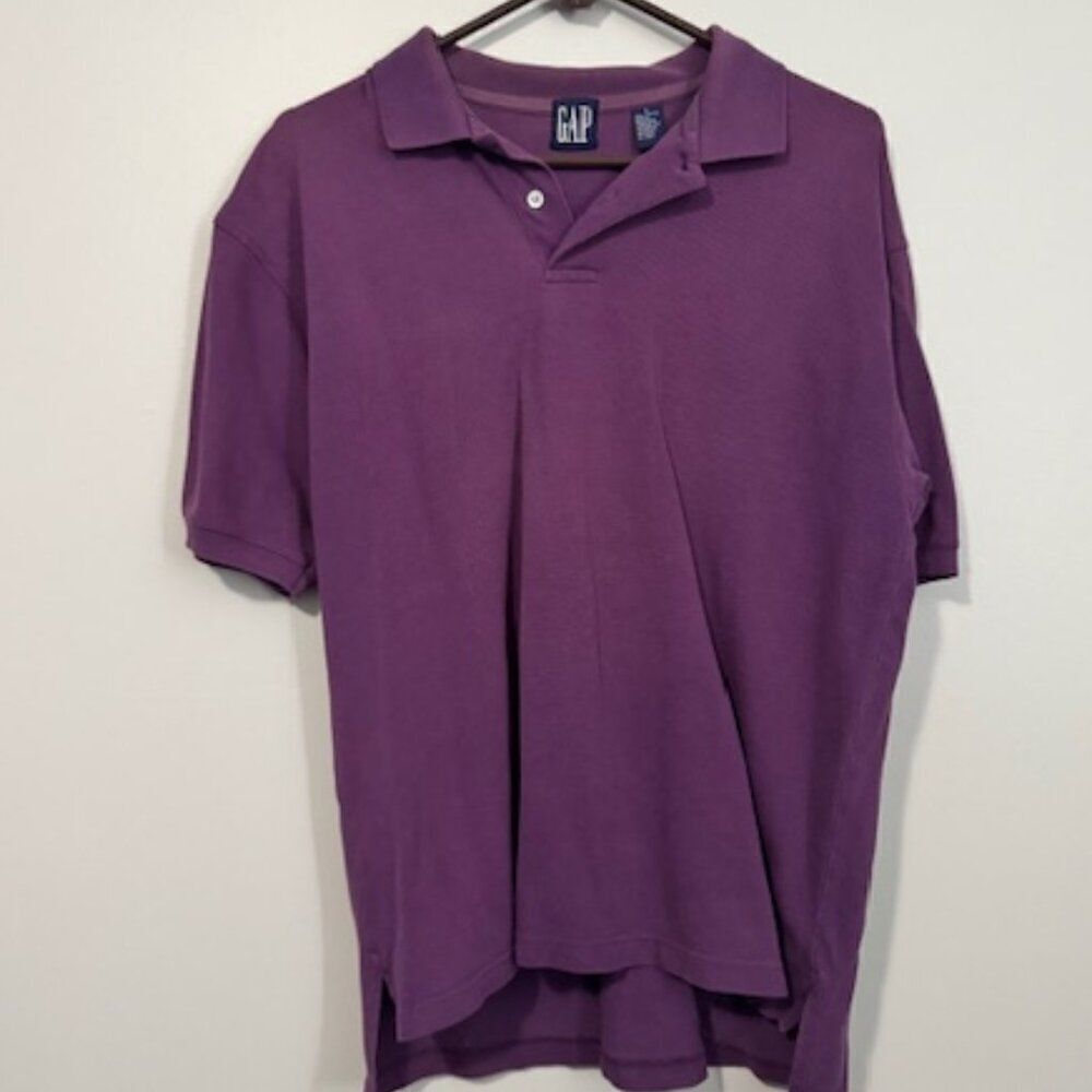 USED Men's GAP Shirt Sleeve Polo Shirt Color Purple Size Large